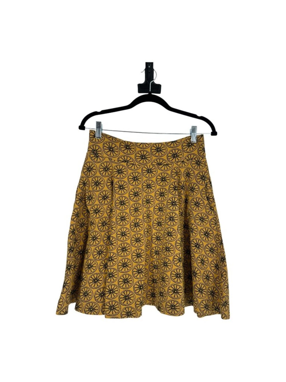 Effie’s Heart Mustard Yellow Skirt Large Cotton Citrus Print Retro A Line